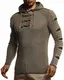 Leif Nelson Herren Strickpullover Pullover mit Kapuze Hoodie für Männer Pulli für Winter Kapuzenpullover Slim Fit Longsleeve Langarm Crew Neck LN1740 M Khaki-Schwarz