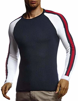 Leif Nelson Herren Strickpullover Rundkragen LN1935 Dunkel Blau (LN1935)