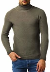 Leif Nelson Herren Strickpullover mit Rollkragen LN2010 Khaki (LN2010)