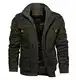 KEFITEVD Winterjacke Herren Warm Gefüttert Herbst Winter Übergangsjacke mit Kapuze Herrenjacke US Army Militär Jacke Lange Pilotenjacke Männer Dunkeloliv M