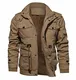 KEFITEVD Herrenjacke Winter Gefüttert Fleecejacke Warm Baumwolljacke Verdickt Winterparka mit Stehkragen Kapuze Windjacke Outdoor Freizeit Jacke Männer Khaki M (Etikett: 3XL)