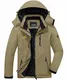 KEFITEVD Softshelljacke Herren Wasserdicht Warm Winter Jacke Herren Winterparka mit Abnehmbarer Kapuze Arbeitsjacke Männer mit Stehkragen Skijacke Regenjacke Khaki M (Etikett: 2XL)