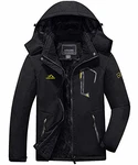 KEFITEVD Winterjacke Herren Snowboardjacke Ski Jacke Schwarz