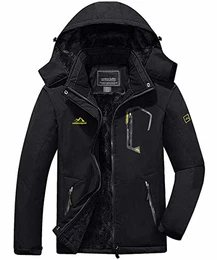 Winterjacke Herren Warm Softshell Jacke Wasserdicht Snowboardjacke Gefüttert Kapuzenjacke Thermo Outdoorjacke für Snowboard Ski Männer Schwarz M