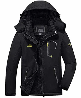 KEFITEVD Winterjacke Herren Snowboardjacke Ski Jacke Schwarz