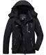 KEFITEVD Winterjacke Herren Warm Softshell Jacke Wasserdicht Snowboardjacke Gefüttert Kapuzenjacke Thermo Outdoorjacke für Snowboard Ski Männer Schwarz M