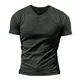 Herren Slub Henley T-Shirt Kurz Ärmel Leicht Entspannt Passen Beiläufig mit 3 Knöpfen Knopfleiste Rundhals Hemden Dunkelgrau M