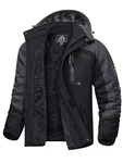 KEFITEVD Winterjacke Herren Snowboardjacke Ski Jacke Schwarz/Grau