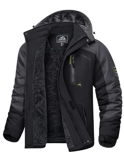 KEFITEVD Winterjacke Herren Snowboardjacke Ski Jacke Schwarz/Grau