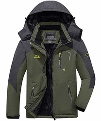 KEFITEVD Winterjacke Herren Snowboardjacke Ski Jacke Dunkeloliv