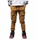 CAMLAKEE Hosen für Jungen, Joggginghose mit elastischem Bund, Kinder Slim Fit Cargohose aus Twil, Khaki, 134-140 / Größe 10