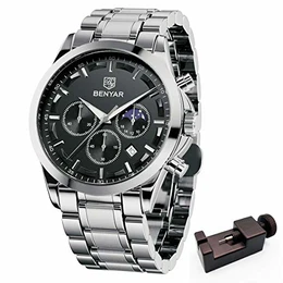 BENYAR Uhren Herren Chronograph Analog Quarzwerk Herrenuhr 30M Wasserdicht Edelstahlgehäuse Elegantes Geschenk
