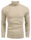 Yidarton Herren Pullover Strickpullover Rollkragen Slim Fit Männer Winter Basic Rollkragenpullover Langarmshirt Pulli (Beige, Medium)