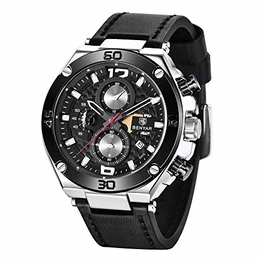 BENYAR Herren Uhr wasserdichte Chronograph Uhren Analog Quarz Lederband Armband Uhr für Männer