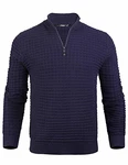 iClosam Herren Strickpullover Mit Stehkragen Und Reißverschluss Blau
