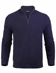 iClosam Herren Strickpullover Mit Stehkragen Und Reißverschluss Blau