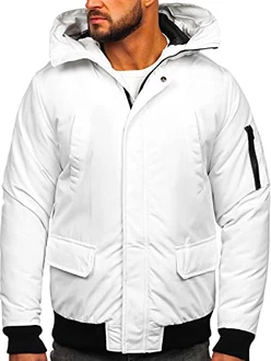 BOLF Herren Jacke mit Kapuze [4D4] Weiss (4D4)