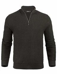 iClosam Herren Strickpullover Mit Stehkragen Und Reißverschluss Dunkelgrau