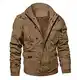 MAGCOMSEN Herren Fliegerjacke Winter Cargo Jacken Militär Jacke für Männer Übergangsjacke Warm Outdoorjacke Baumwolle Blouson mit Multi Taschen Khaki M