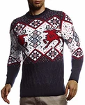 Leif Nelson Herren Strickpullover Norwegerpullover Crew Neck LN20761 Blau (LN20761)