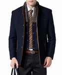 Mirecoo Herren Wollmantel Kurzmantel Winter Jacke Business Blau