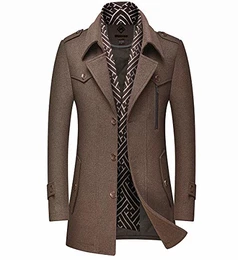 Herren warm Wollmantel Kurzmantel Winter Jacke Business, Kaffeebraun 06, M