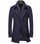 Mirecoo Herren Wollmantel Kurzmantel Winter Jacke Business Schwarzblau (06)