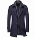 Mirecoo Herren warm Wollmantel Kurzmantel Winter Jacke Business, Schwarzblau 06, M
