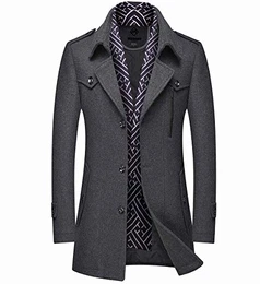 Herren warm Wollmantel Kurzmantel Winter Jacke Business, Grau 06, M