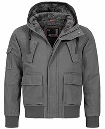 A. Salvarini warme Herren Designer Winter Jacke Teddyfell gefüttert Winterjacke [AS-139-Dunkelgrau-Gr.M]
