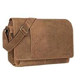 'Elias' Ledertasche Herren Umhängetasche Unitasche Laptoptasche 15.6 Zoll Aktentasche Bürotasche Büffel Leder, Farbe:Dijon - braun
