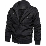 TACVASEN Herren Winterjacke Military Jacket Schwarz