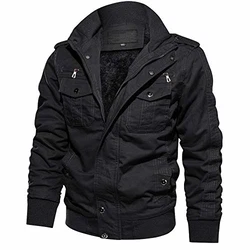 TACVASEN Herren Winterjacke Military Jacket Schwarz