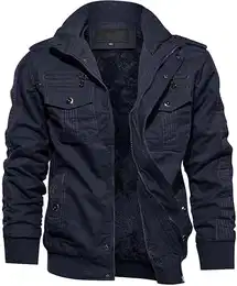 Winterjacke Herren Outdoor Fleecejacken Warm Thermo Jacke Gefütterte Cargojacke Herrenjacken (M, Marineblau)