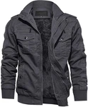 TACVASEN Herren Winterjacke Military Jacket Grau