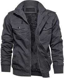 TACVASEN Herren Winterjacke Military Jacket Grau