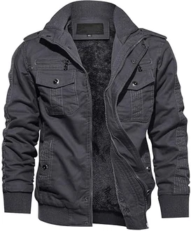 TACVASEN Herren Winterjacke Military Jacket Grau