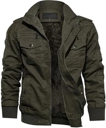 Herren Winterjacke Fleece Gefüttert Militär Herbstjacke Bomberjacke Winter US Army Jacket mit Innentasche (M, Armeegrün)
