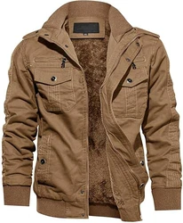 TACVASEN Herren Winterjacke Military Jacket Khaki