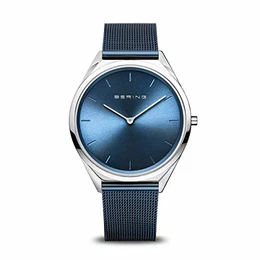 Unisex Analog Quarz Ultra Slim Collection Armbanduhr mit Edelstahl Armband und Saphirglas