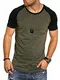 behype. Herren Oversize Kurzarm T-Shirt O-Neck Rundhals Ausschnitt 20-1704 Khaki-Schwarz M