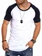 behype. Herren Oversize Kurzarm T-Shirt O-Neck Rundhals Ausschnitt 20-1704 Weiß-Navy M