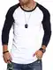 behype. Herren Oversize Longsleeve Langarm T-Shirt O-Neck Rundhals Ausschnitt 30-3752 Weiß-Navy L