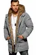 behype. Herren Winter-Parka Winter-Jacke mit Kunstfell & Kapuze Biker 55-1790 (M, Grau)