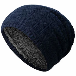 Amaci&Sons Unisex Slouch Beanie Strick-Mütze Teddyfleece (9003) Navyblau (9003)