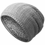 Amaci&Sons Unisex Slouch Beanie Strick-Mütze Teddyfleece (9003) Hellgrau (9003)