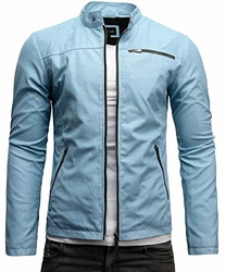 Crone Vego Herren Eco-Lederjacke Cleane Leichte Basic Jacke Vegan Hellblau