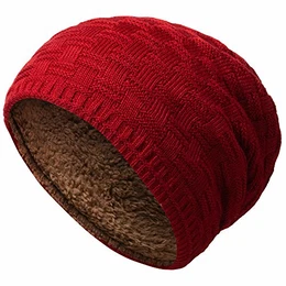 Unisex Damen Herren Slouch Beanie Strick-Mütze Teddyfleece 9001 Bordeaux Einheitsgröße