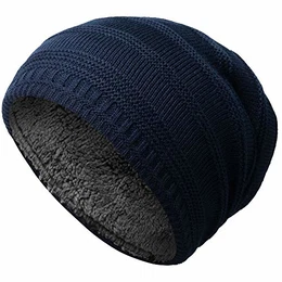 Unisex Damen Herren Slouch Beanie Strick-Mütze Teddyfleece 9002 Navyblau Einheitsgröße