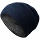 Amaci&Sons Unisex Damen Herren Slouch Beanie Strick-Mütze Teddyfleece 9002 Navyblau Einheitsgröße